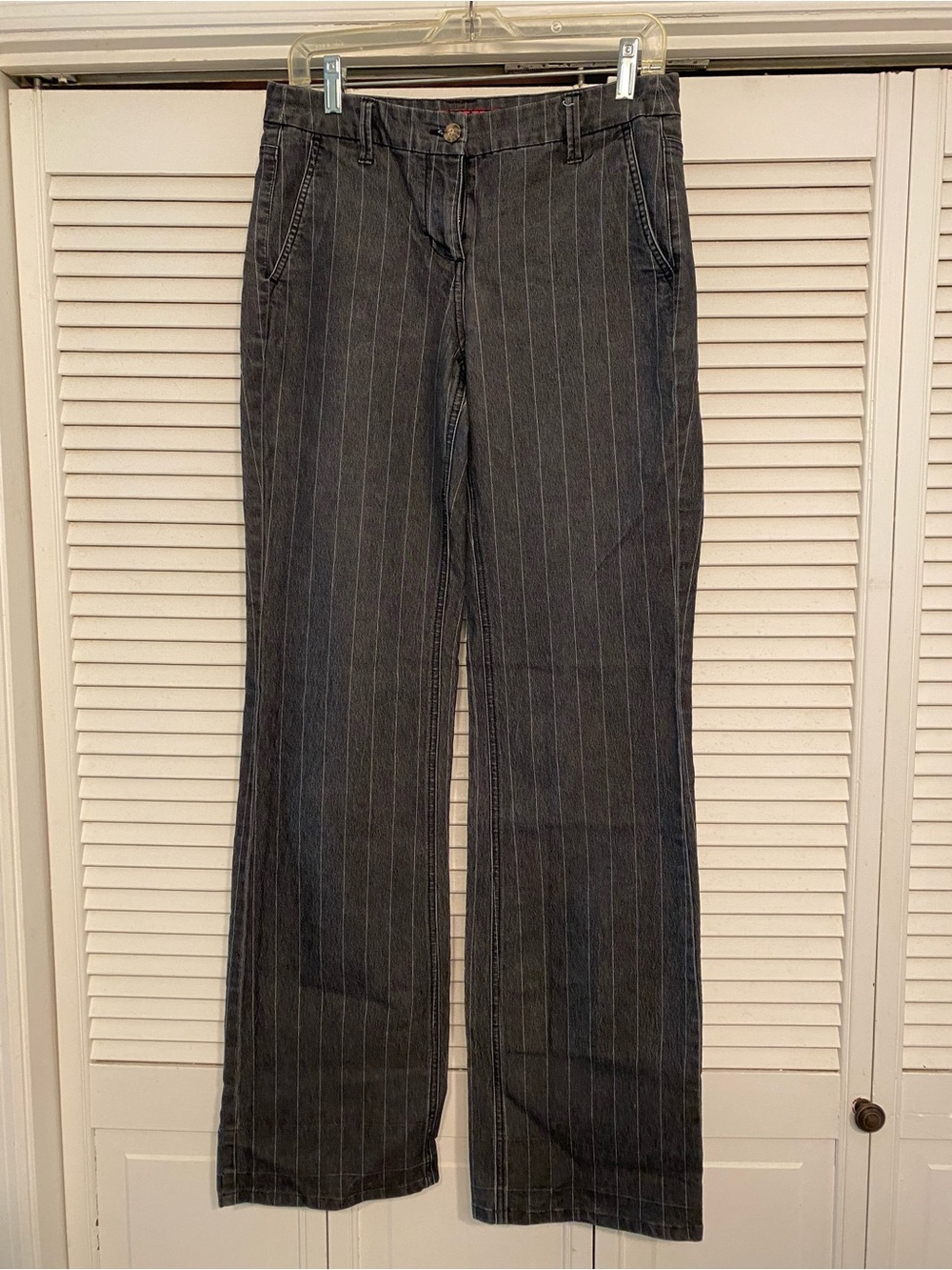 New York & Co Women’s Wide-Leg Jeans - Black Pinstripe